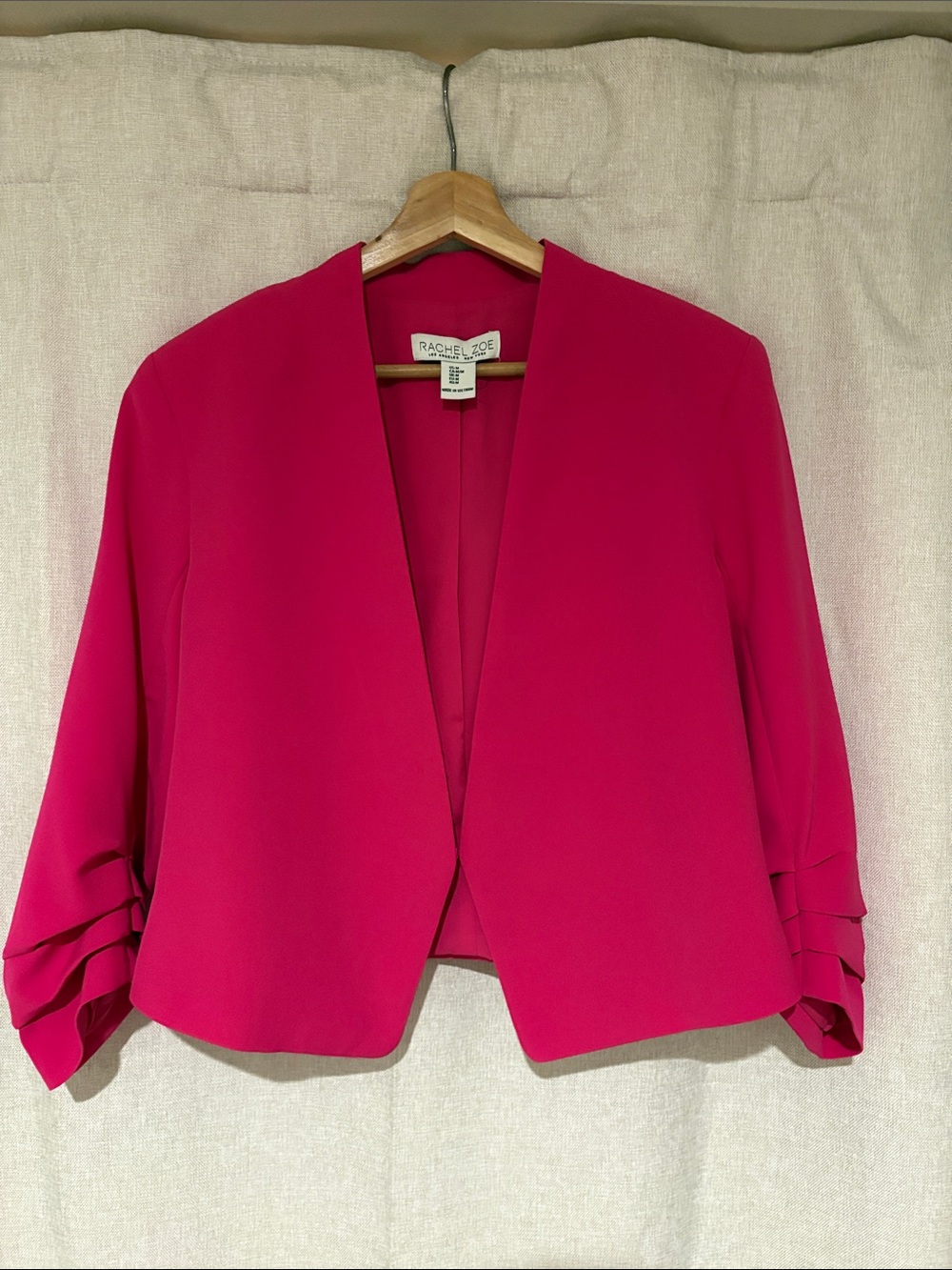 Rachel Zoe Hot Pink Fuchsia Ruched Sleeve Blazer M